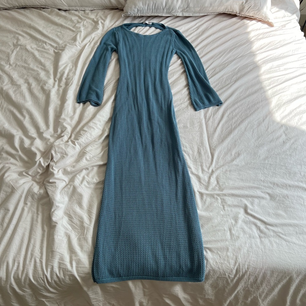 seven wonders blue knit maxi dress